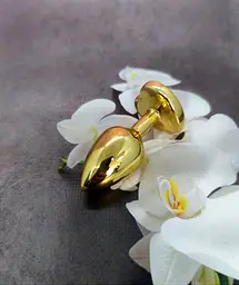 Анальна пробка із кристалом B-Series Jewellery Gold Heart Plug Black, 7х2,7 см, чорний - мініатюра 3