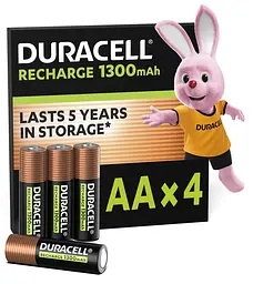 Аккумулятори Duracell Rechargeable AA 1300 mAh, 4 шт. (6832572)