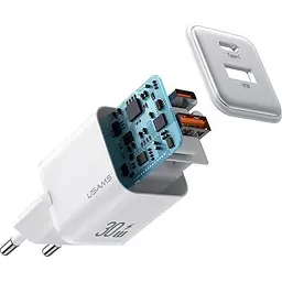 Мережевий зарядний пристрій Usams US-CC189 30W White [CC189TC02] [139641] - мініатюра 2