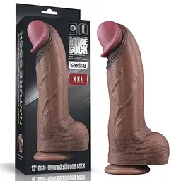 Фалоімітатор Dual-Layered Silicone Cock 13" коричневий LoveToy