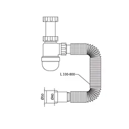 Сифон для умивальника Mixxus SU-05-A 1 1/2"×40 без випуску 40×40/50 MI8182 - мініатюра 2