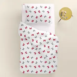 Дитяча постільна білизна в ліжечко BUTTERFLY SC10, червоний (ButterfliesGrayRed_30RoseLight_140) - мініатюра 2