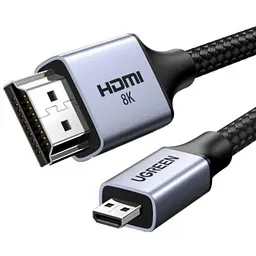 Кабель мультимедійний HDMI M to HDMI micro M 2.0m V2.1 8K60Hz HD164 black Ugreen (15517)