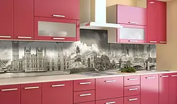 Вініловий кухонний фартух Лондон в хмарах наклейка для кухні ПВХ місто Бежевий 60х200 см Happy Pocket Z181665 - мініатюра 3