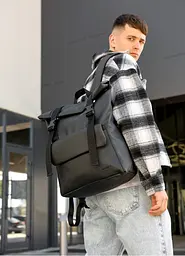 Чоловічий рюкзак Sambag RollTop Milton чорний 41 х 30 х 16 см (24251001m) - мініатюра 2