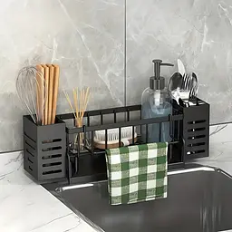 Органайзер для кухонної мийки та ванної 34, 9x10, 5x9, 2 см, чорний (1521695794) - мініатюра 7