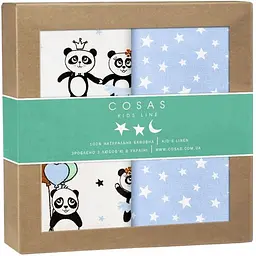 Багаторазові пелюшки дитячі Cosas Panda & Stars 80х100 см 2 шт. (Бязь_ПандыЗвезды_ЗвездопадГол)