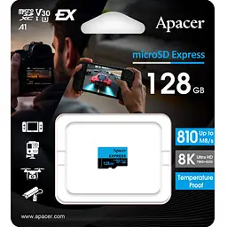 Карта пам'яті Apacer microSDXC 128GB Class 10 UHS-I U3 V30 A1 (AP128GMCEXG3X17-RA) [150033] - мініатюра 2
