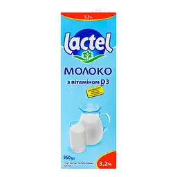 Молоко Lactel питне ультрапастеризоване з вітаміном D3 3.2% жиру 950 г - мініатюра 2