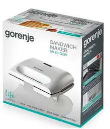 Міні-гриль Gorenje SM701GCW/700 Вт антипригарні пластини білий (SM701GCW) - мініатюра 7