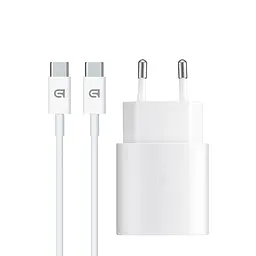 Зарядний пристрій для смартфона та планшета, AR-TA800W 25W White з портом USB-C та кабелем USB-C до USB-C у комплекті, підтримка Fast Charge, швидка зарядка для смартфонів та планшетів, ArmorStandart (ARM63804)
