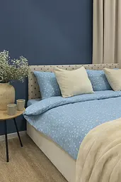 Комплект постільної білизни Ecotton полуторний 150х215 см теплий із фланелі блакитний з квіточками (250958) (24277) - мініатюра 2