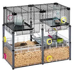 Модульна клітка для хом'яків та мишей Ferplast Multipla Hamster Crystal з аксесуарами чорна 72.5x37.5x62 см 57007617
