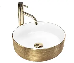 Умивальник Rea Sami 36x36 gold brush/white (REA-U6630)