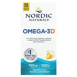 Жирні кислоти Nordic Naturals Omega-3D, 120 капсул - Лимон - мініатюра 2