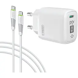 Мережевий зарядний пристрій Intaleo TCGQPD120T (1USBx3A) White + кабель USB Type С (1283126509988)