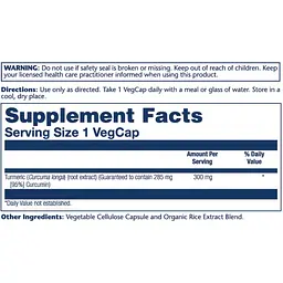 Екстракт кореня куркуми Solaray Turmeric Root Extract 300 мг 60 вегетаріанських капсул (2022-10-1784) - мініатюра 2