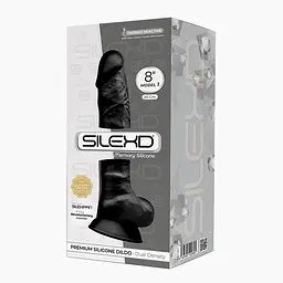Фалоімітатор SilexD Vetus Black (MODEL 1 size 8in), двошаровий, силікон + Silexpan, діаметр 4,2 см - мініатюра 3