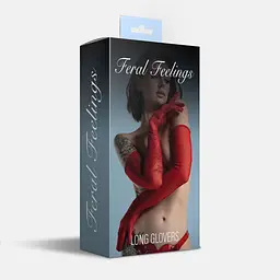 Рукавички довгі сітка Feral Feelings - Long Glover L, червоні - мініатюра 2