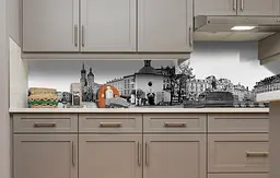 Вініловий кухонний фартух Старе місто наклейка для кухні ПВХ Архітектура Сірий 60х200 см Happy Pocket Z181430 - мініатюра 6