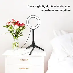 Кільцева USB LED лампа Puluz PKT3084B 4.7" + настільний штатив - мініатюра 7