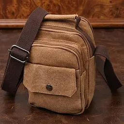 Практична невелика чоловіча сумка із щільного текстилю Vintage 22220 коричневий - мініатюра 1