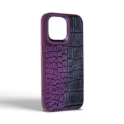 Кожаный чехол для Apple iPhone 14 Pro Max, Harder Glamorous Croco, фиолетовый, термополиуретан ТПУ + экокожа с имитацией кожи крокодила, панель, защита корпуса, противоударный, микрофибра, рамка вокруг камеры, защита всего корпуса, (ARM76775) - мініатюра 2