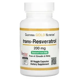 Ресвератрол trans-Resveratrol 200 mg 60 растительных капсул California Gold Nutrition vit0005017