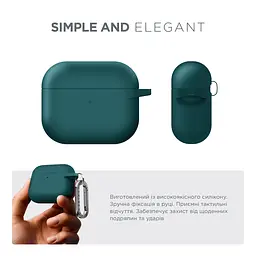 Силіконовий чохол для навушників Apple AirPods 3, Hang Case, зелений, ультратонкий захисний кейс товщиною 2 мм, захист від подряпин, пилу та ударів, компактний, з карабіном для кріплення, ArmorStandart (ARM60309) - мініатюра 2