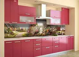 Кухонний фартух Кам'яний Міст для кухні наклейка село краєвид Річка Зелений 60х250 см Happy Pocket Z180481 - мініатюра 4