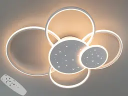 Люстра стельова LED Diasha 2448WH dimmer 2448WH, 115W, 68 см, біла, сучасний стиль для вітальні, спальні, кухні, офісу