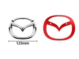 Емблема решітки Mazda Хром 125×100мм пластик (на скотчі та з 2 напрямними) - мініатюра 2