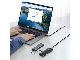 Мультипортовий адаптер BASEUS Lite Series 4-Port Type-C HUB 1m Black (WKQX030401) - мініатюра 6