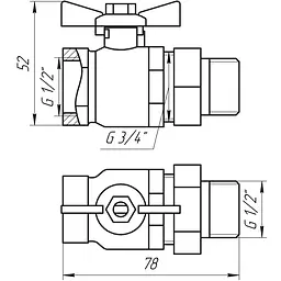 Кран кульовий прямий з американкою Arco 1/2″ Sena 154103 - мініатюра 3