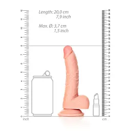 Фалоімітатор RealRock Curved Realistic Balls 7" 18 см (тілесний) - мініатюра 5