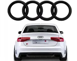 Емблема задня Audi Чорна Глянець 202х81 мм на скотчі ПОЛУСФЕРА (Завод) - мініатюра 3