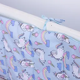 Захисний борт в ліжечко MirSon Kids Time 18-0006 Rainbow Unicorn, блакитний - мініатюра 3