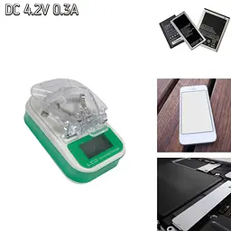 Адаптер живлення жабка біло-зелена зарядка жабка для батареї LCD USB Charger HY02 4.2V 0.3A - мініатюра 2