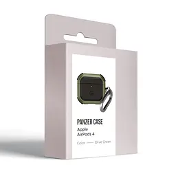 Чохол для навушників Apple AirPods 4, оливковий, Panzer, протиударний захисний кейс з TPU та полікарбонату, посилені стінки, захист від подряпин, пилу та ударів, легкий та компактний, з карабіном для кріплення, ArmorStandart (ARM82554) - мініатюра 3