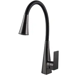 Змішувач Globus Lux NIAGARA GLN-0203SM-GP одноричажний поворотний для кухні графіт чорний з системою швидкого монтажу