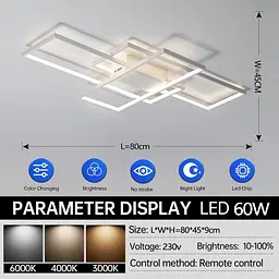 Стельовий світильник для вітальні ASJK LED Modern з дистанційним керуванням, 3000 K - 6000 K Геометричний багатофункціональний - мініатюра 2
