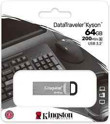 USB Flash накопичувач Kingston 64GB DataTraveler Kyson USB 3.2 silver/black (DTKN/64GB) - мініатюра 3