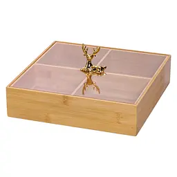 Менажниця бамбукова квадратна з кришкою 25*25*11 см Yiwu HB-40-1 - мініатюра 3
