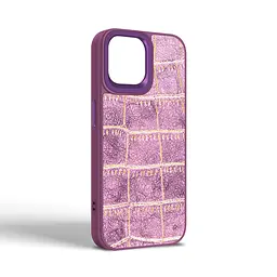 Кожаный чехол для Apple iPhone 14, Harder Crocosaur, фиолетовый, термополиуретан ТПУ + экокожа с текстурой крокодила, панель, защита корпуса, противоударный, микрофибра, рамка вокруг камеры, защита всего корпуса, (ARM76716) - мініатюра 2