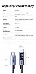 Кабель UGREEN L529 USB-C - USB-C PD 100 Вт з дисплеєм 1 м чорно-сірий (65862) - мініатюра 2