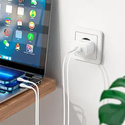 Адаптер мережевий HOCO Type-C to Lightning Cable Triumph charger set N29 2Type-C 35 W white - мініатюра 4