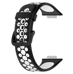 Силіконовий ремінець Primolux Perfor Classic для смарт-годинника Huawei Watch Fit 2- Black White - мініатюра 4