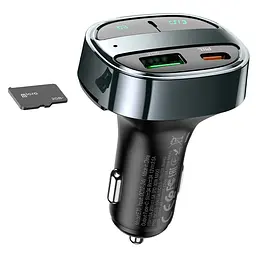 АЗП FM модулятор E70 PD30W+QC3.0 (1USB-A/1C) Чорний Hoco teh0029938