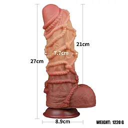 Фалоімітатор Dual-Layered Silicone Nature Cock 10.5'' 27 см коричневий - мініатюра 4