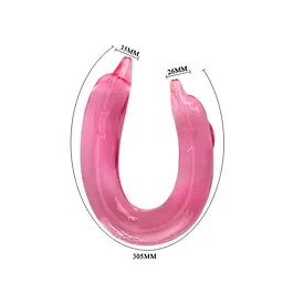 Двосторонній фалоімітатор - Double Dolphin Pink - мініатюра 3